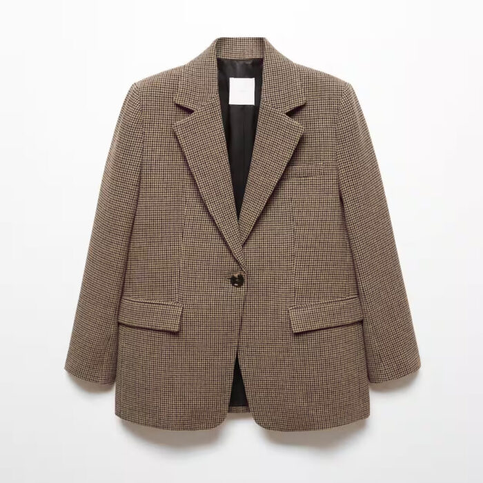 Lapels Houndstooth suit blazer