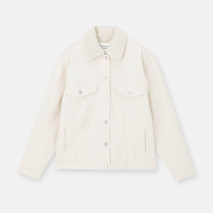 Oversized denim jacket with faux shearling