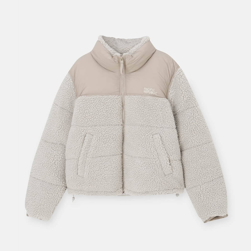 Faux shearling puffer jacket